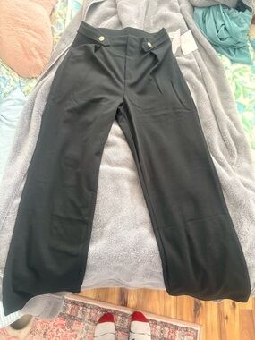 Classic Wide-Leg Black Dress Pants